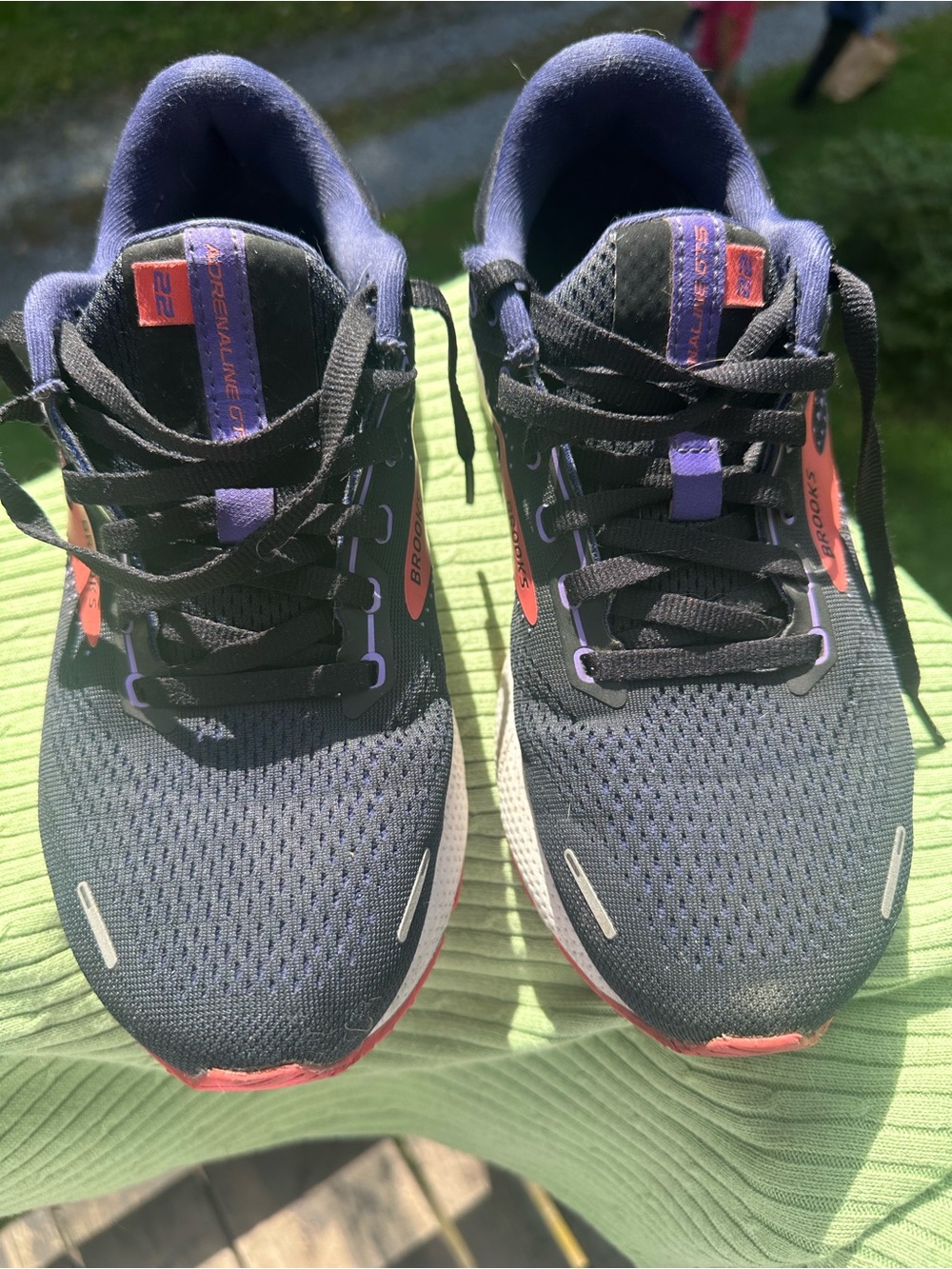 Brooks Women’s Navy Running Shoes with Purple & Coral Details
